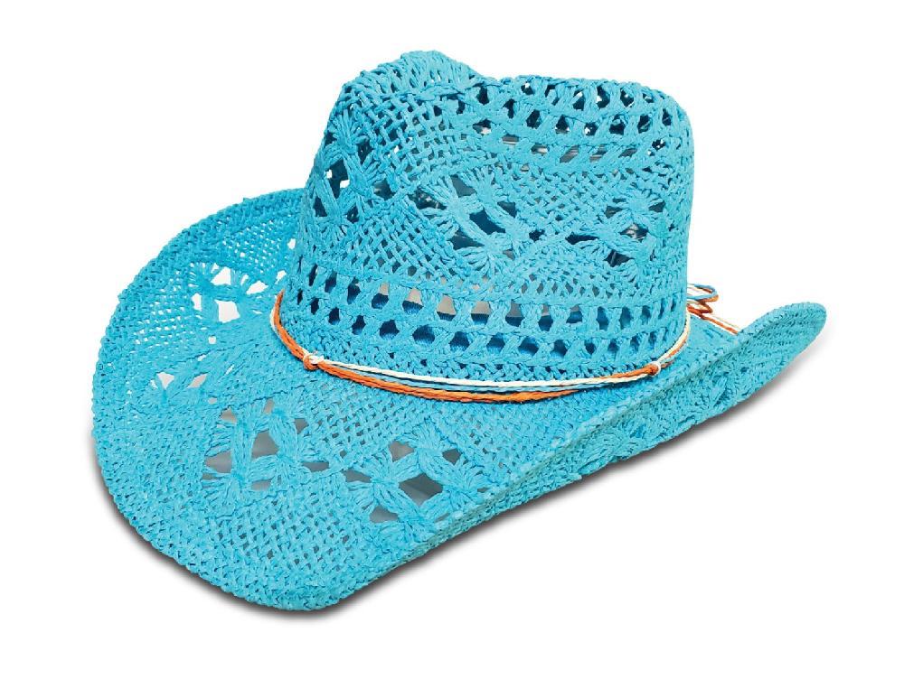 Hat Vision Blue Western Hat with Colored Trim R30 Blue
