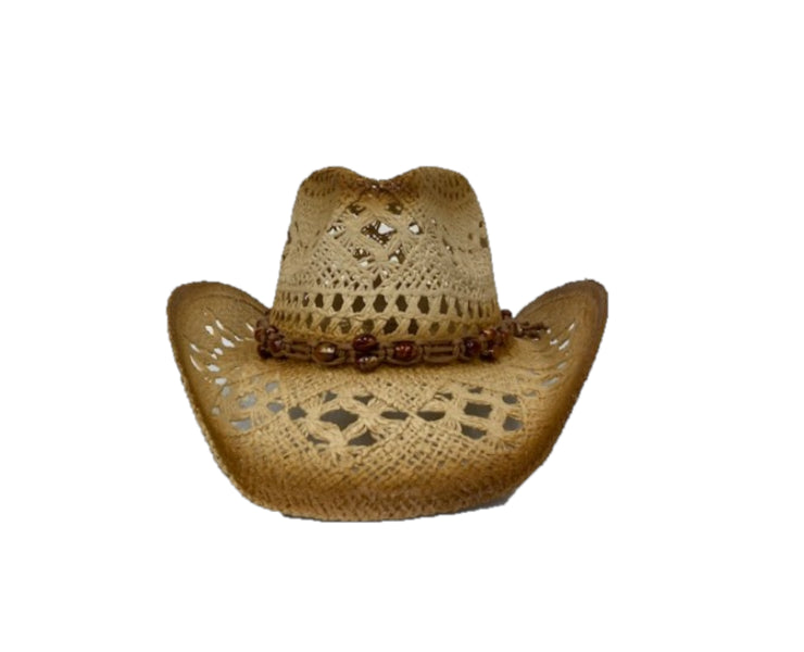 Hat Vision Hatra Tea Stained Hat with Bead Trim R26
