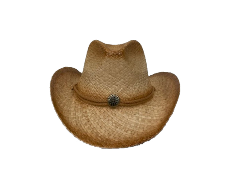 Hat Vision Raffia Coin Western Hat with Trim R42