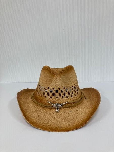 Hat Vision Raffia Hatra Western Childrens Hat with Longhorn Emblem R41K