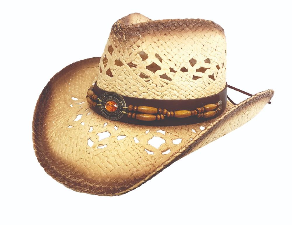 Hat Vision Tea Stained Western Hat with Stone Band R20