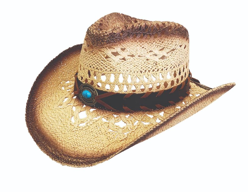 Hat Vision Tea Stained Western Hat with Stone Belt R25
