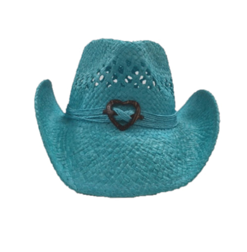 Hat Vision Teal Hat with Cutout Heart Emblem R50BLUE