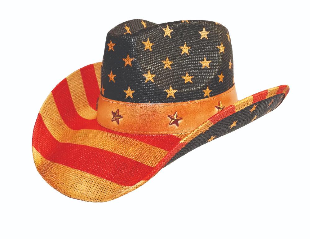 Hat Vision Vintage American Flag Western Hat R10