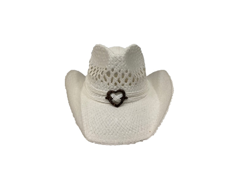 Hat Vision White Straw Hat with Heart R50 WHITE