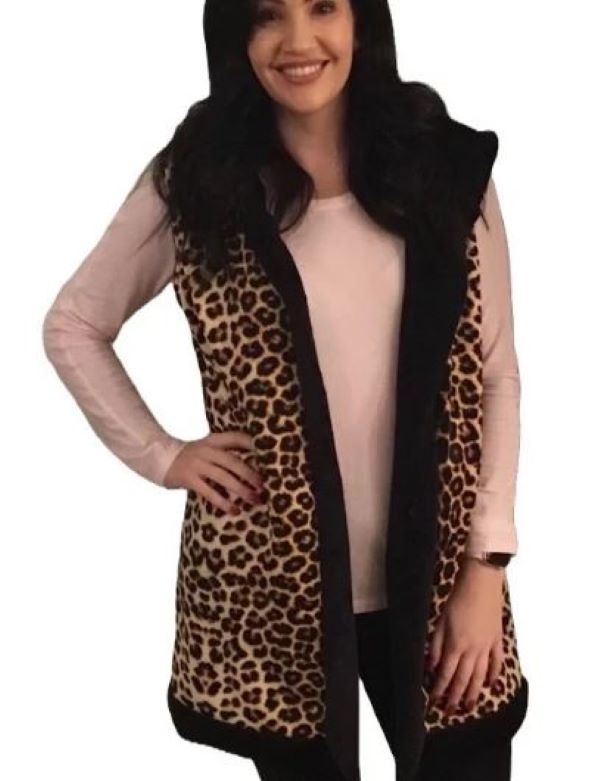 Heathmoor Leopard Into the Wild Ladies Reversible Hooded Vest 1094