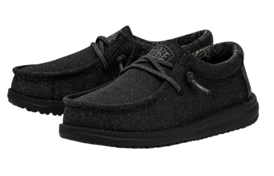 Hey Dude Basic Black Wally Youth Casual Shoes 40041-001