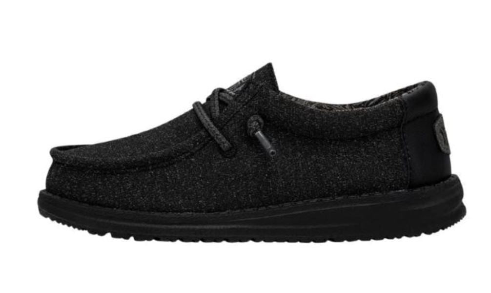 Hey Dude Basic Black Wally Youth Casual Shoes 40041-001