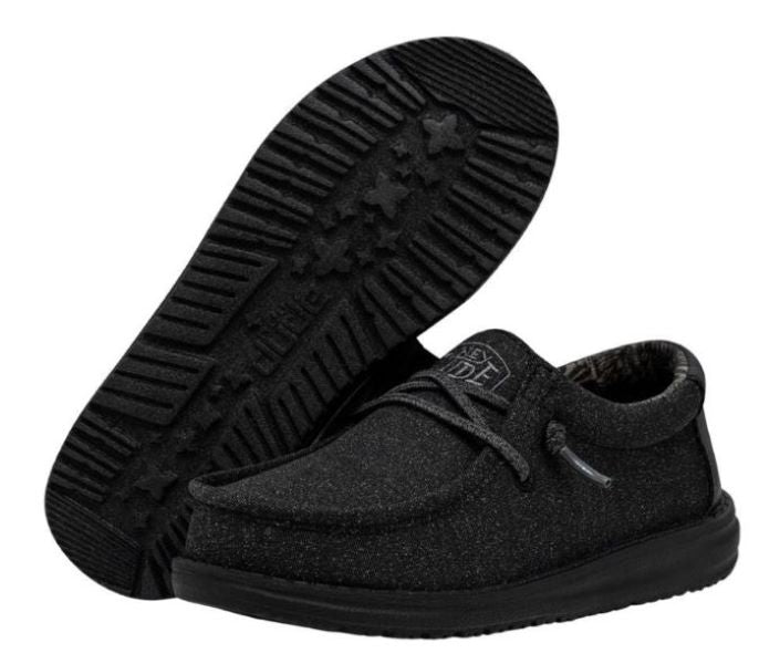 Hey Dude Basic Black Wally Youth Casual Shoes 40041-001