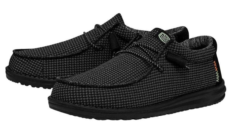 Hey Dude Black/Black Wally Sport Mesh Men's Casual Shoes 40403