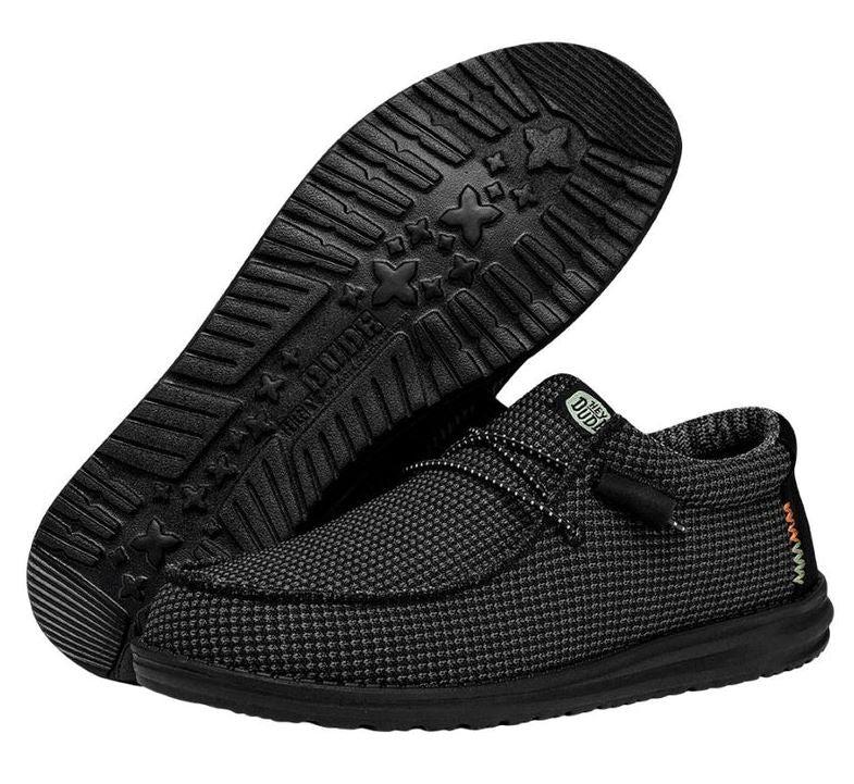 Hey Dude Black/Black Wally Sport Mesh Men's Casual Shoes 40403