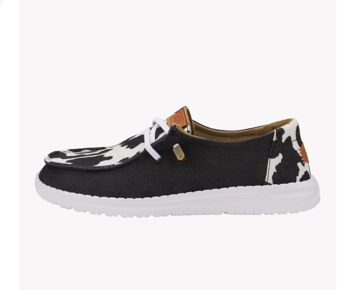 Hey Dude Black Cow Wendy Animal Women's Casual Shoes 41037-0HO
