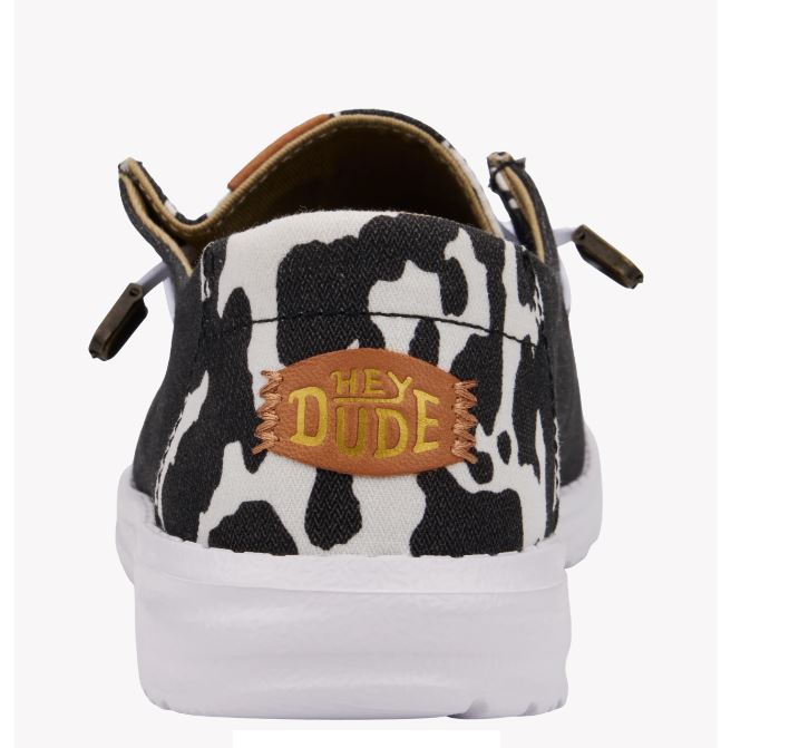 Hey Dude Black Cow Wendy Animal Women's Casual Shoes 41037-0HO