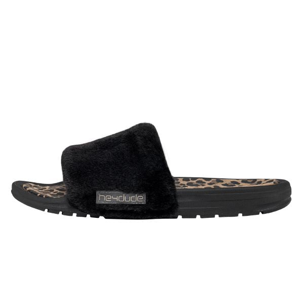 Hey Dude Black Peggy Cheetah Slide Sandals 122084895