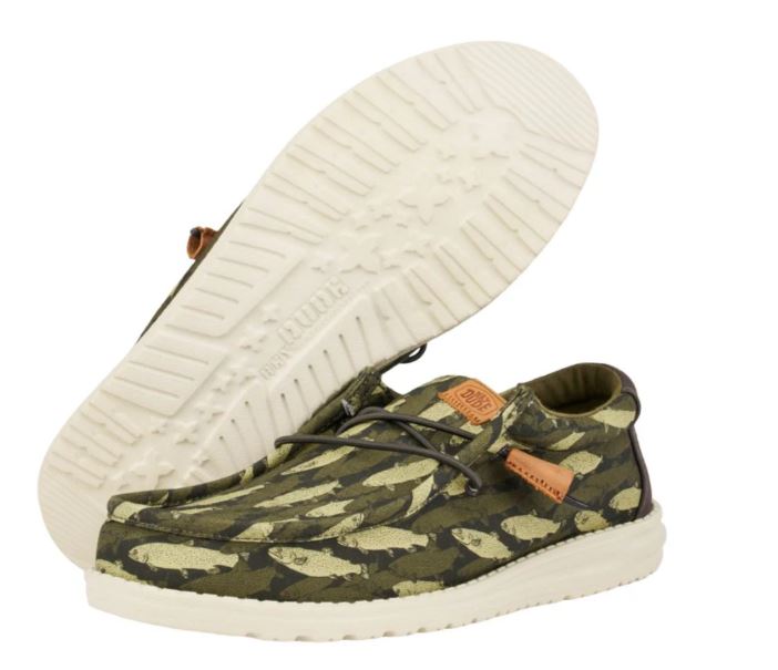 Hey Dude Black Wally Fish Camo Men's Casual Shoes 40707-0HH