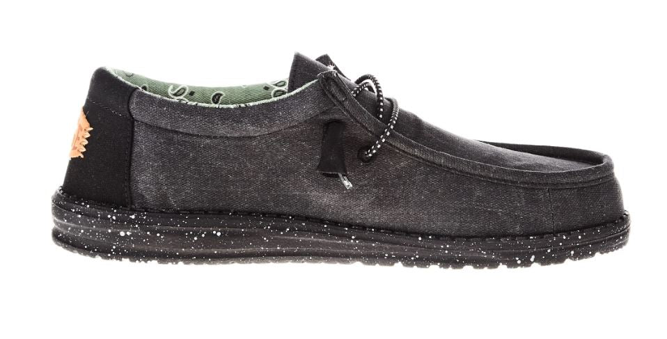 Hey Dude Black Wally Washed Canvas Men's Casual Shoes 40296-060