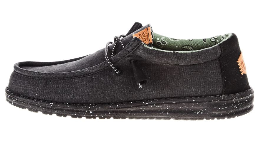 Hey Dude Black Wally Washed Canvas Men's Casual Shoes 40296-060