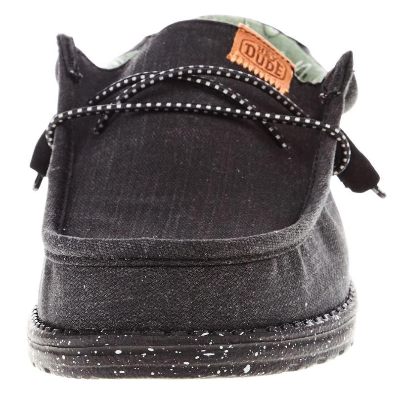 Hey Dude Black Wally Washed Canvas Men's Casual Shoes 40296-060
