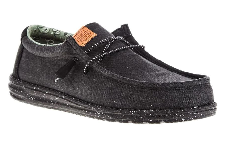 Hey Dude Black Wally Washed Canvas Men's Casual Shoes 40296-060