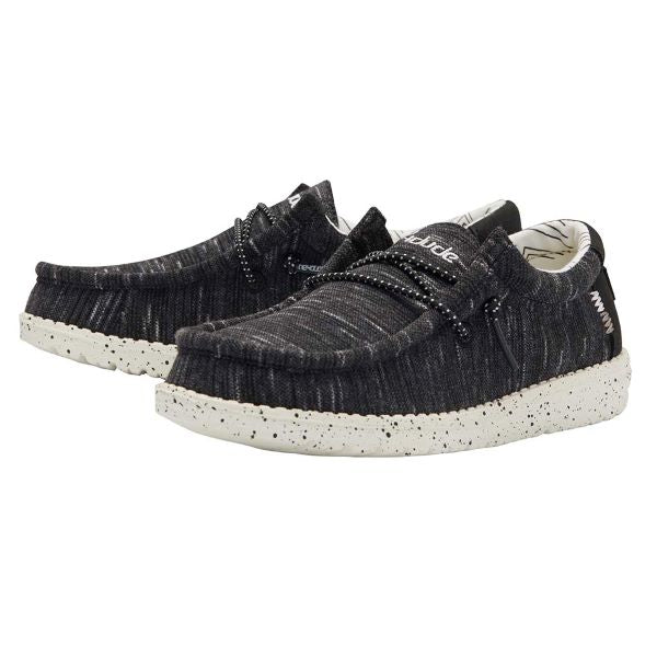 Hey Dude Black Wally Youth Stretch Casual Shoes 130134891
