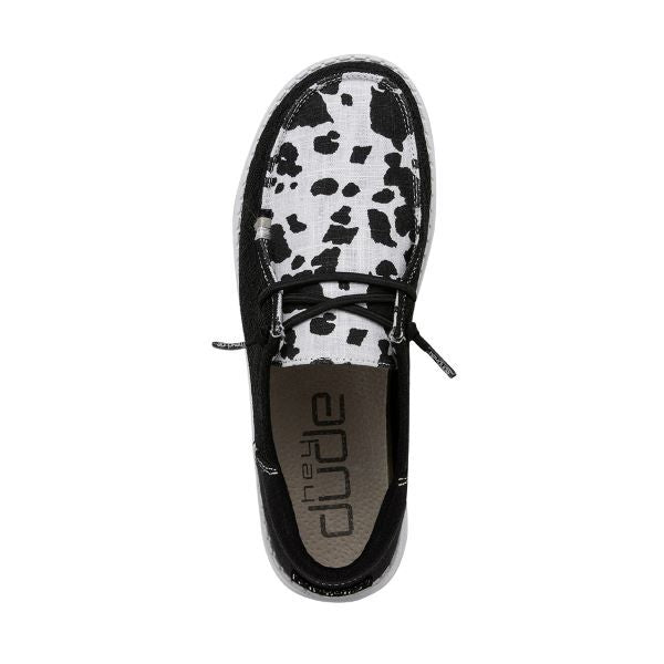 Hey Dude Black/White Wendy Boho Cow Wild Women's Casual Shoes 40480-0-OWF