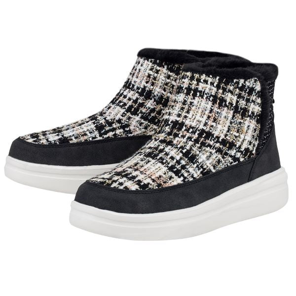 Hey Dude Boucle Black Mel Womens Casual Shoes 122104777