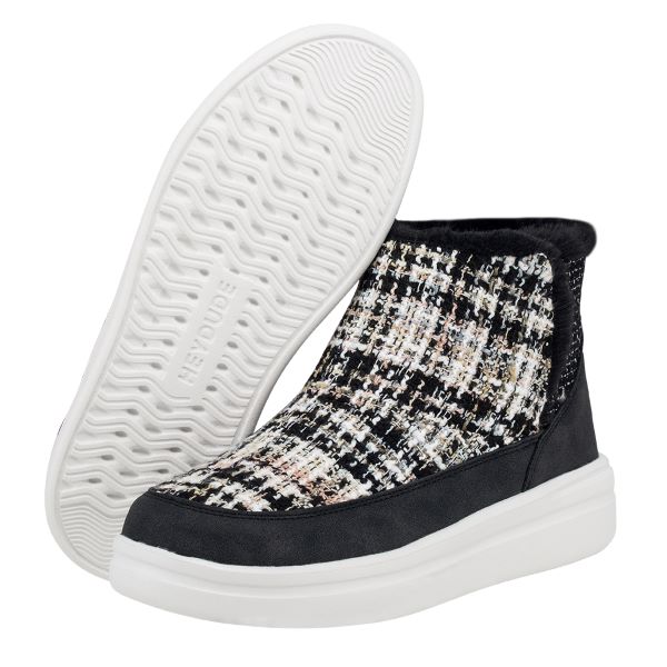 Hey Dude Boucle Black Mel Womens Casual Shoes 122104777