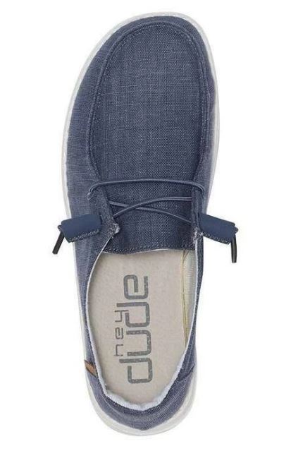 Hey Dude Chambray Blue & White Wendy Womens Casual Shoes 121412526