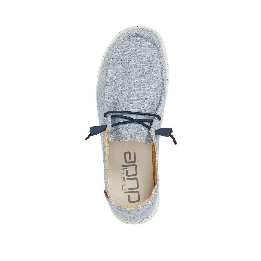 Hey Dude Chambray White Blue Wendy Linen Womens Casual Shoes 121410119
