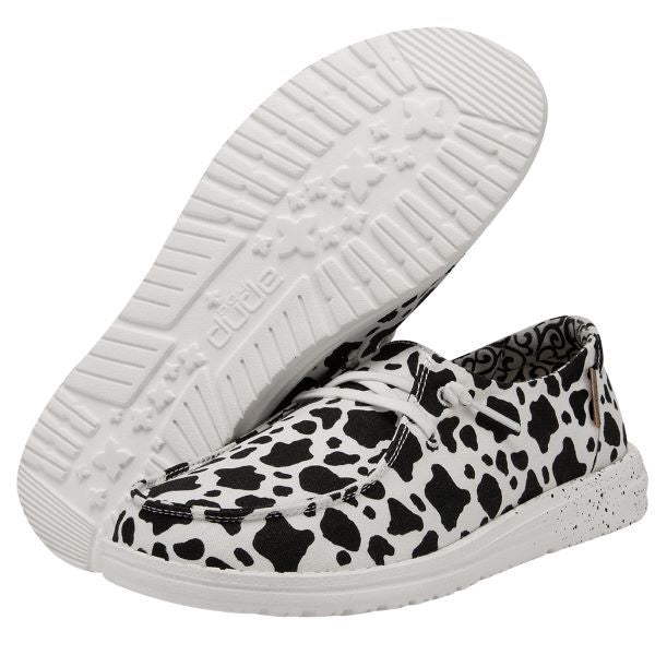 Hey Dude Cow Print Wendy Milky Way Women's Casual Shoes 40387-100