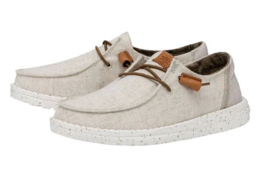 Hey Dude Cream Wendy Washed Canvas Women's Shoes 40297-13R