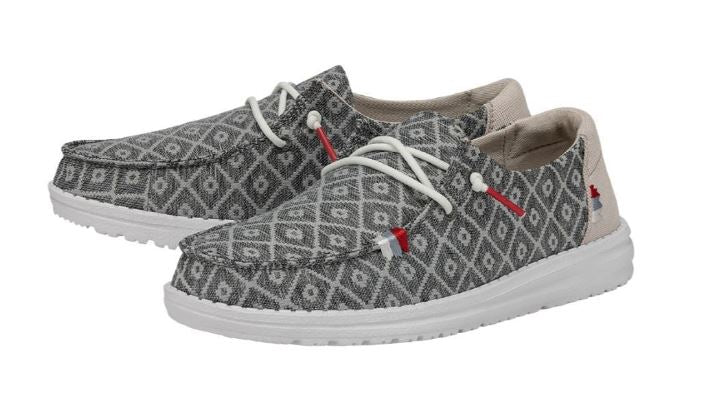Hey Dude Embroidery Dark Grey Wendy Boho Womens Casual Shoes 40054-1GS