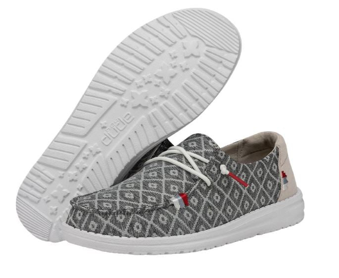 Hey Dude Embroidery Dark Grey Wendy Boho Womens Casual Shoes 40054-1GS