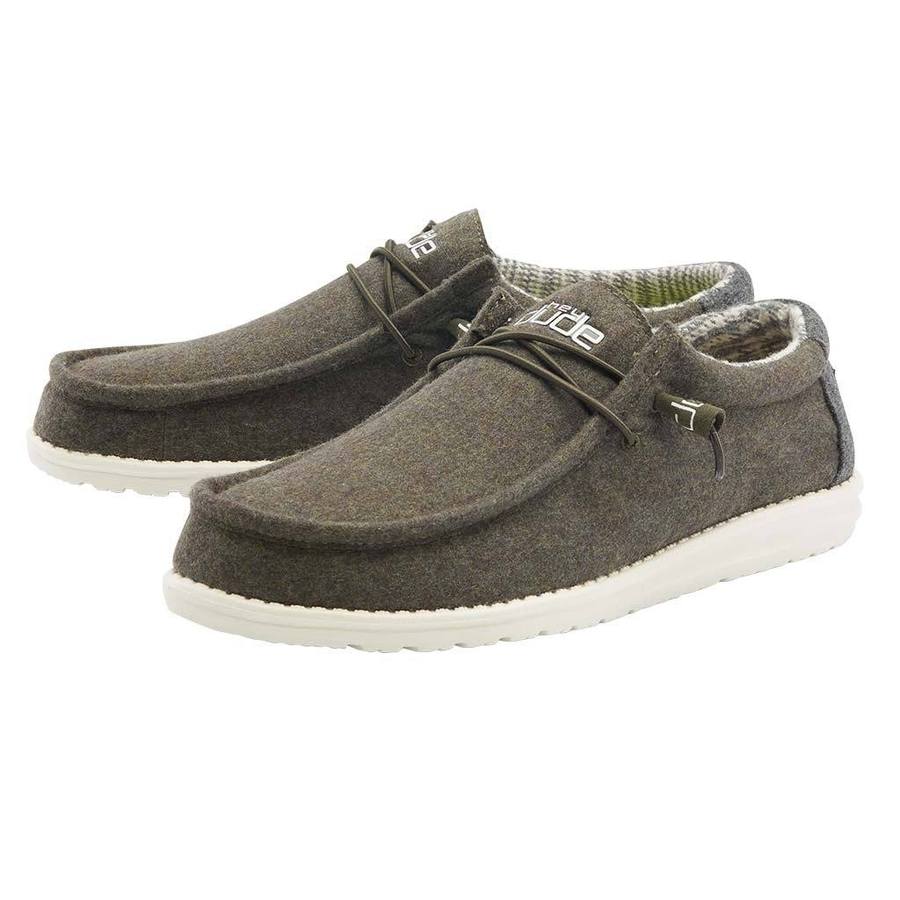Hey Dude Green Houndstooth Wally Canvas Mens Casual Shoes 110068327