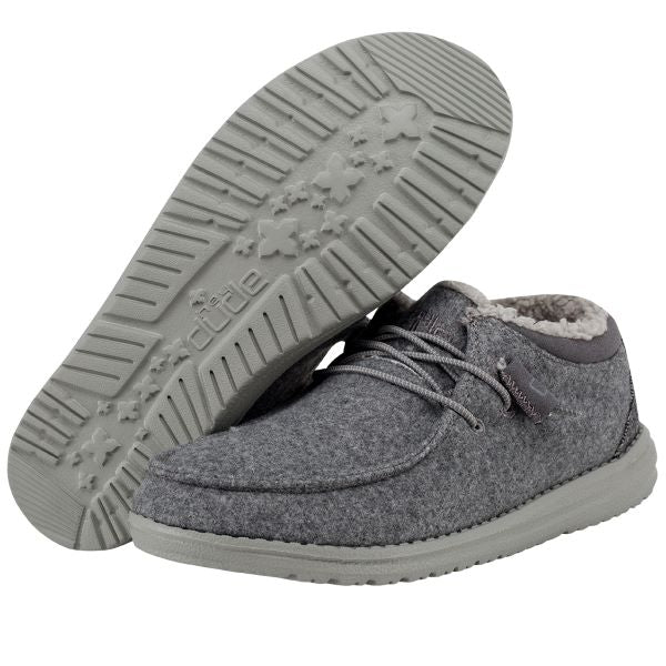 Hey Dude Grey Sherpa Cindy Womens Casual Shoes 121983000
