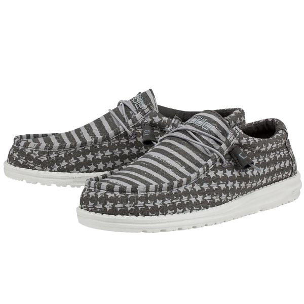 Hey Dude Grey Wally Patriotic Mens Casual Shoes 110063196