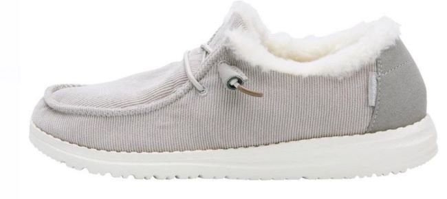 Hey Dude Grey Wendy Corduroy Faux Fur Womens Casual Shoes 121413069