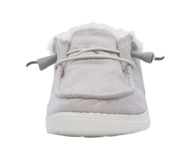 Hey Dude Grey Wendy Corduroy Faux Fur Womens Casual Shoes 121413069
