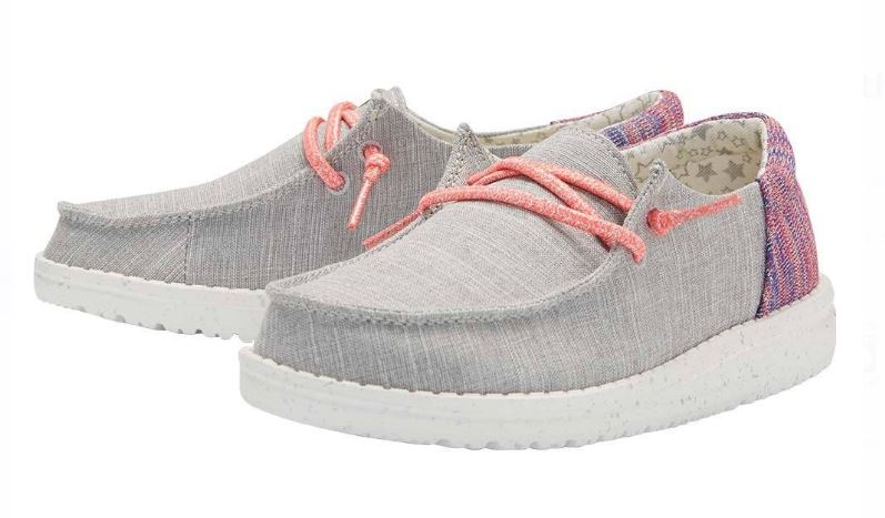 Hey Dude Grey Wendy Youth Funk Casual Shoes 130123026