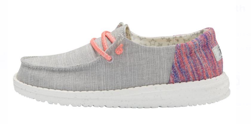 Hey Dude Grey Wendy Youth Funk Casual Shoes 130123026