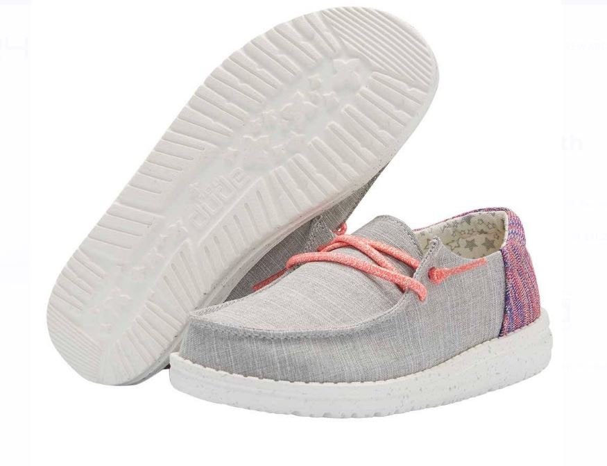 Hey Dude Grey Wendy Youth Funk Casual Shoes 130123026