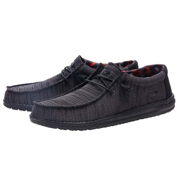 Hey Dude Jet Black Wally Sox Mens Casual Shoes 110354935