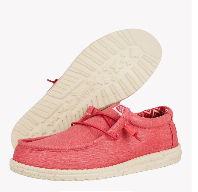 Hey Dude Karanda Red Wally Stretch Canvas Men's Casual Shoes 40700-6VF