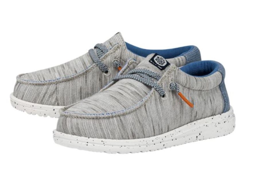 Hey Dude Light Grey Wally Jersey Youth Casual Shoes 40217-007