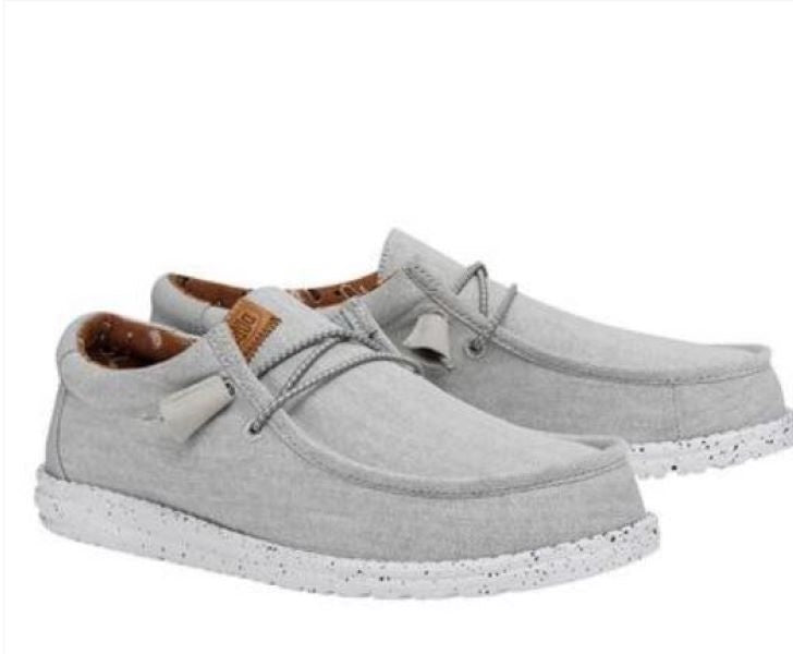 Hey Dude Light Grey Wally Washed Canvas Men's Casual Shoes 40296-007