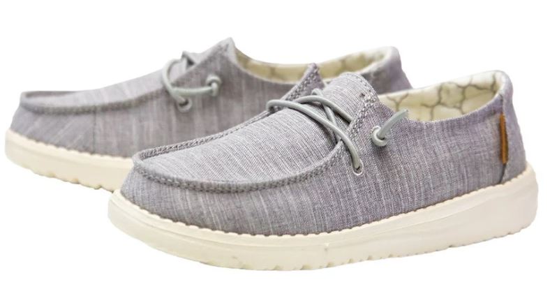 Hey Dude Linen Grey Wendy Youth Casual Shoes 130123096