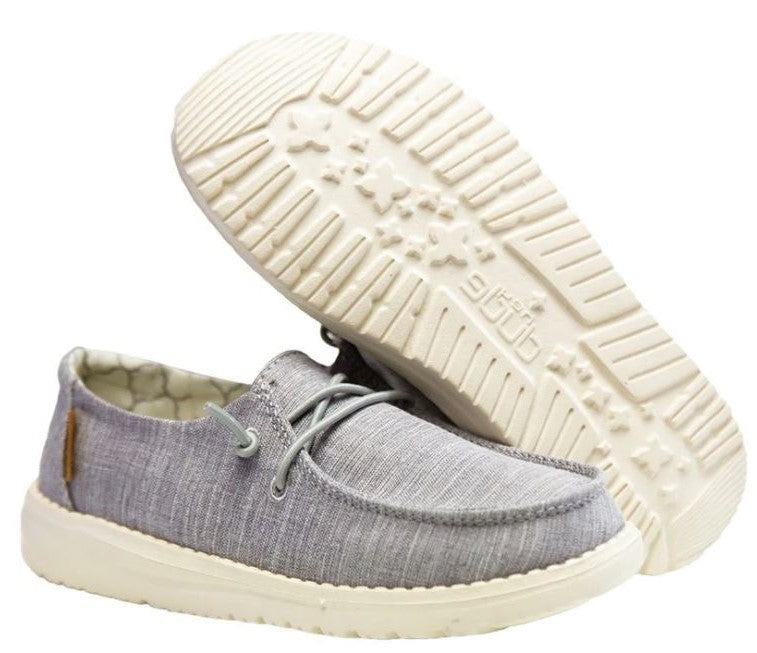 Hey Dude Linen Grey Wendy Youth Casual Shoes 130123096