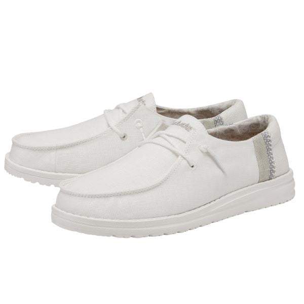 Hey Dude Natural White Wendy Linen Womens Casual Shoes 121410228