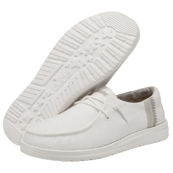 Hey Dude Natural White Wendy Linen Womens Casual Shoes 121410228