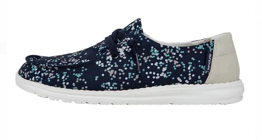Hey Dude Navy Wendy Pois Womens Casual Shoes 121412553